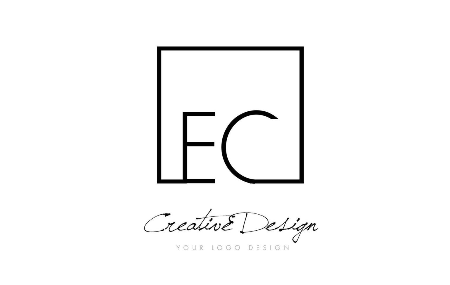 création de logo de lettre de cadre carré ec avec des couleurs noir et blanc. vecteur