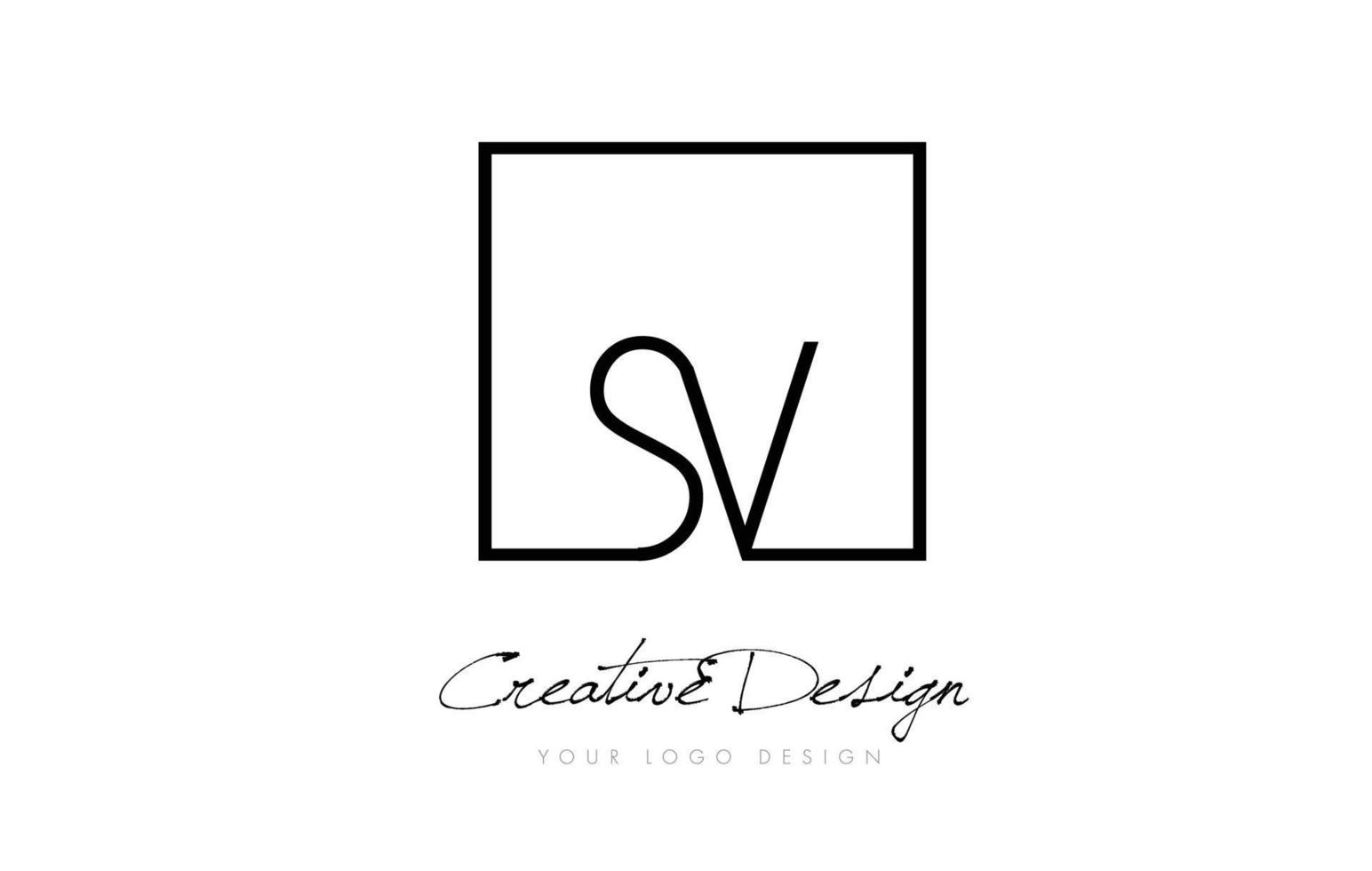 création de logo de lettre de cadre carré sv avec des couleurs noir et blanc. vecteur