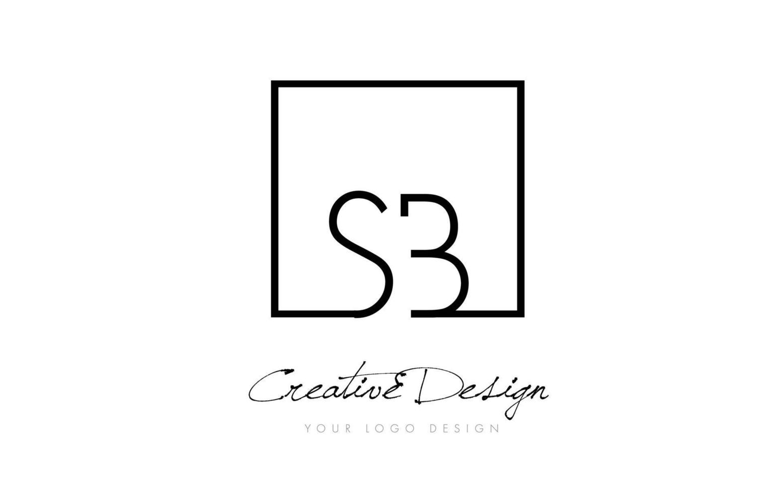 création de logo de lettre de cadre carré sb avec des couleurs noir et blanc. vecteur