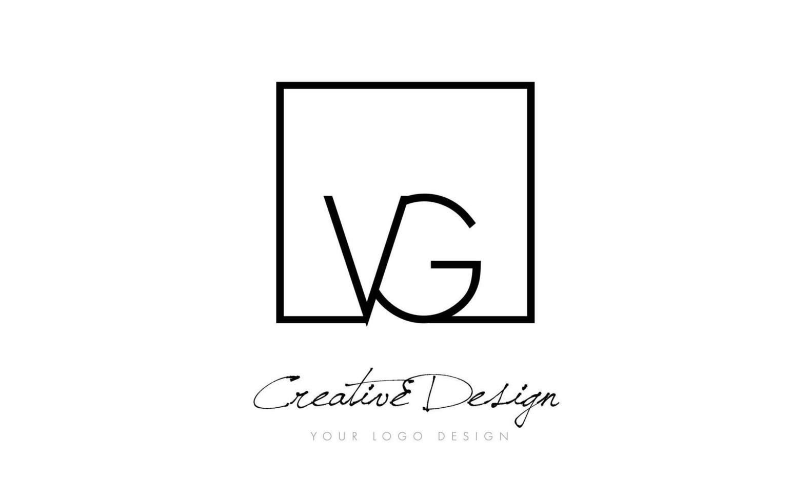 création de logo de lettre de cadre carré vg avec des couleurs noir et blanc. vecteur