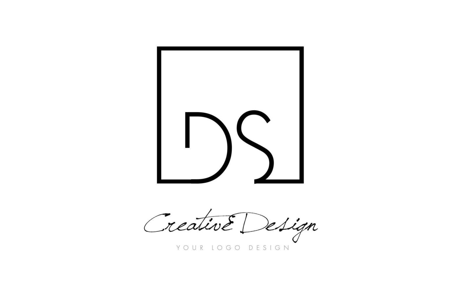 création de logo de lettre de cadre carré ds avec des couleurs noir et blanc. vecteur