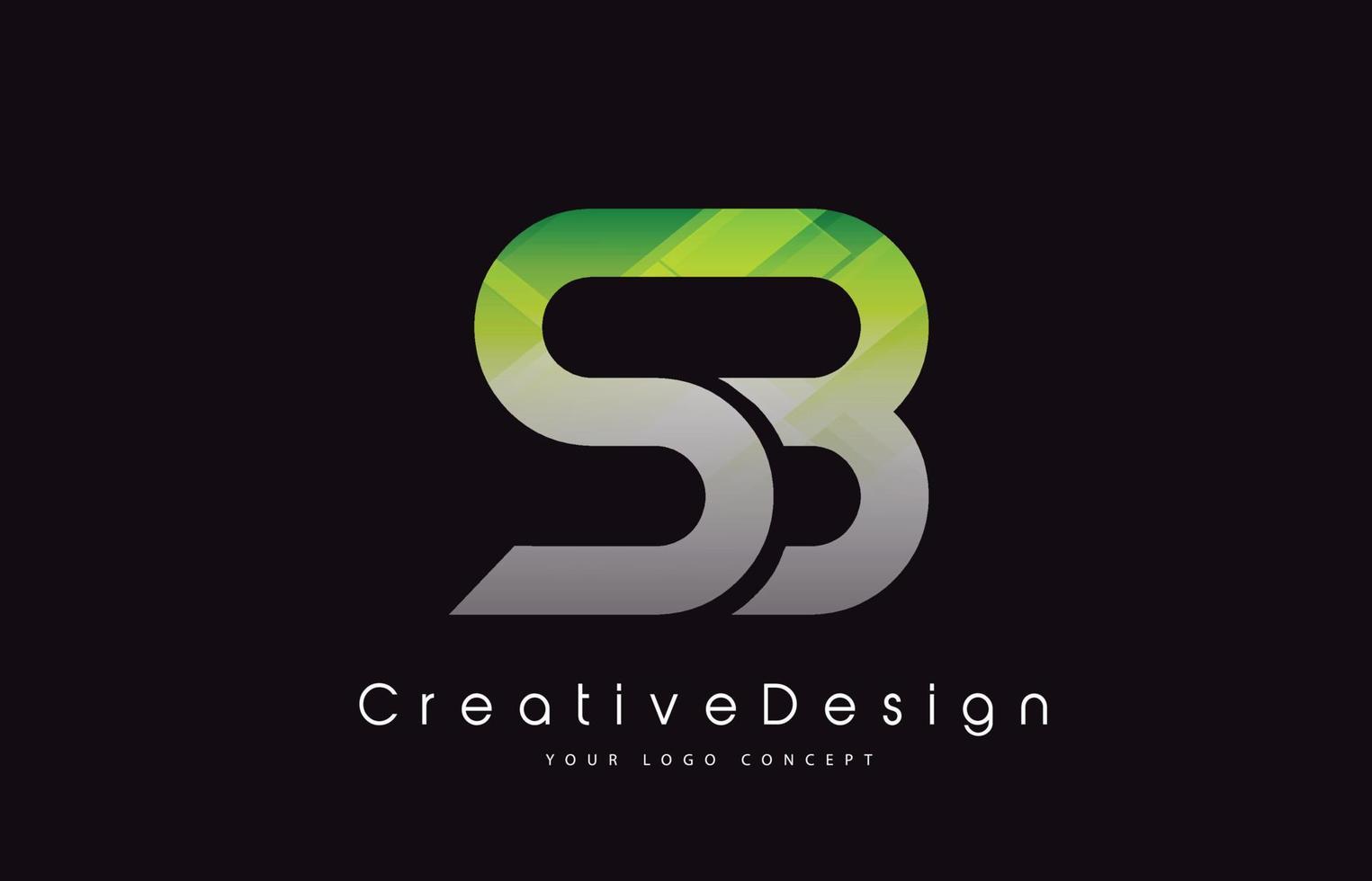 création de logo de lettre sb. texture verte icône créative lettres modernes logo vectoriel. vecteur