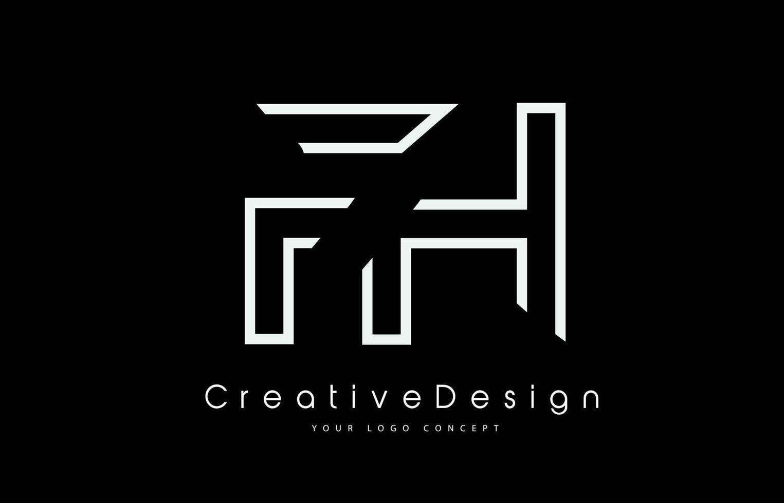 création de logo de lettre fh fh en couleurs blanches. vecteur