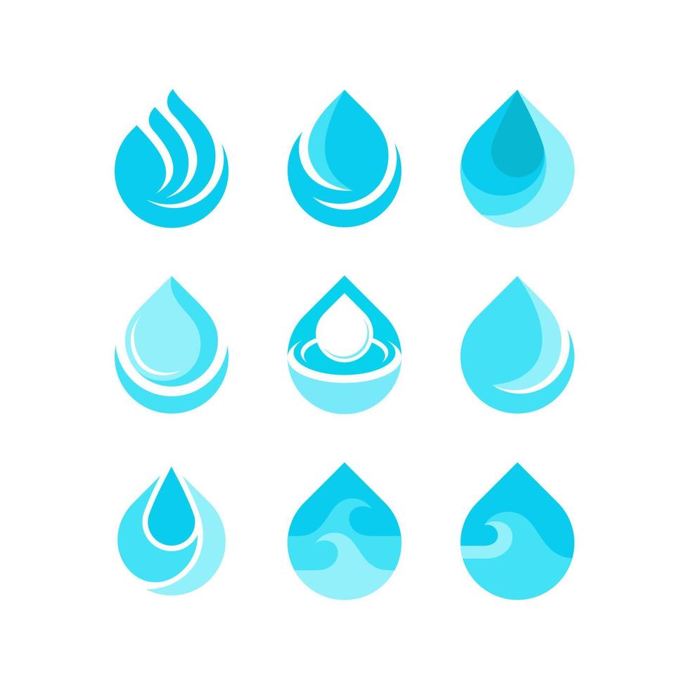 ensemble graphique vectoriel de modèle de conception de logo goutte d'eau