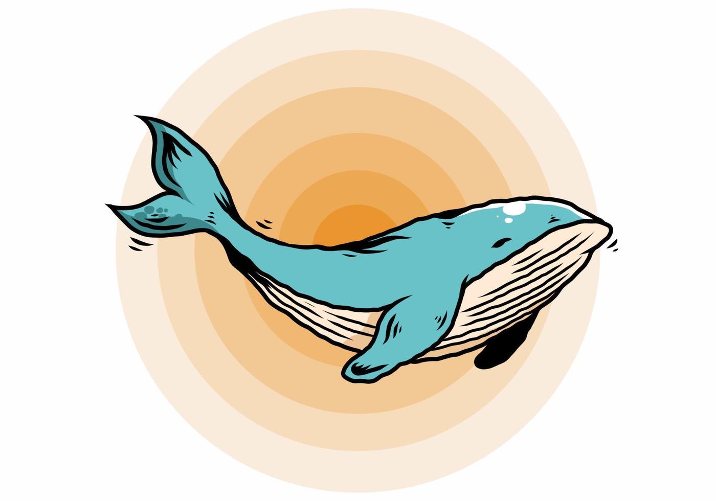 la grande baleine de l'illustration de l'océan vecteur