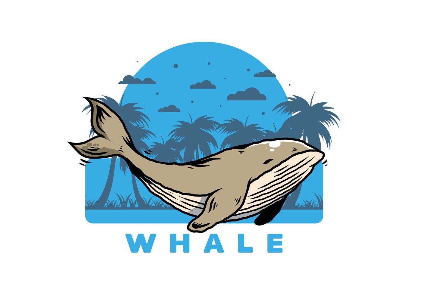 la grande baleine de l'illustration de l'océan vecteur