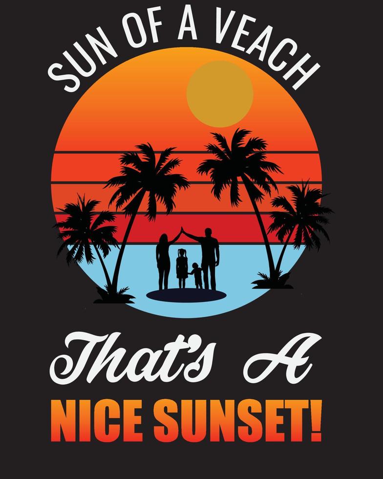 soleil d'un veach c'est un joli design de t-shirt au coucher du soleil vecteur