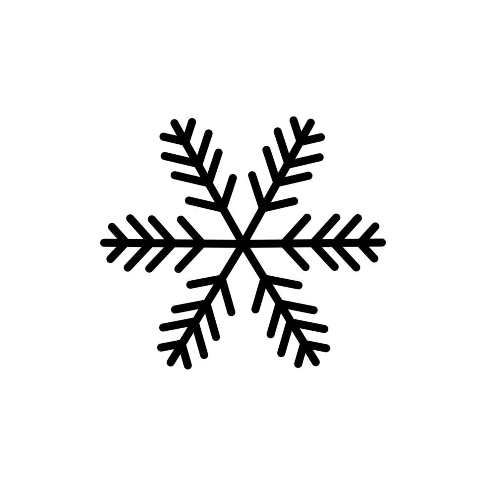 flocon de neige noir simple aux coins arrondis. icône de vecteur. vecteur