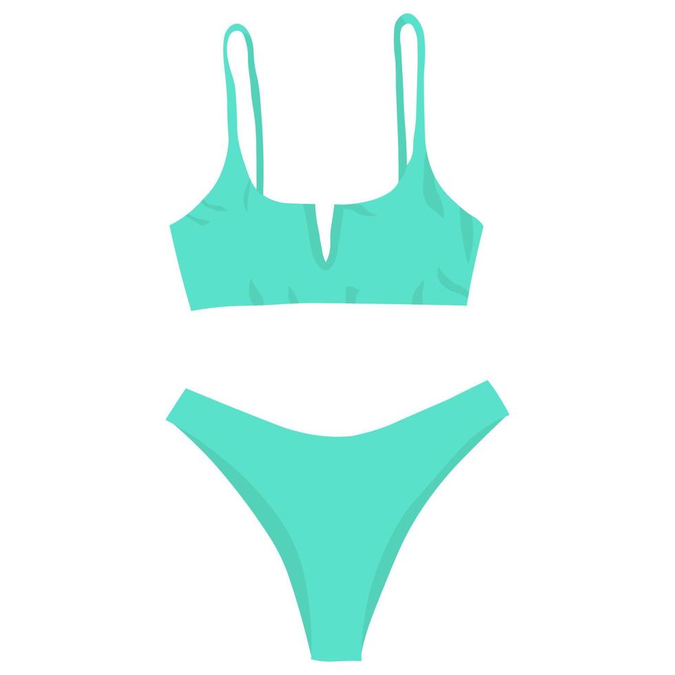 illustration vectorielle de bikini féminin, style plat de maillot de bain vert vecteur