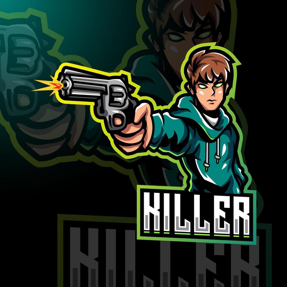 création de logo de mascotte esport gunner boy vecteur