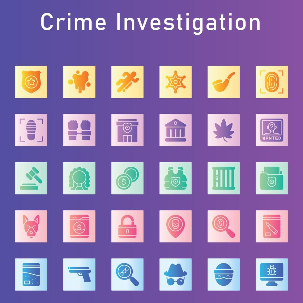 pack d'icônes d'enquête criminelle vecteur