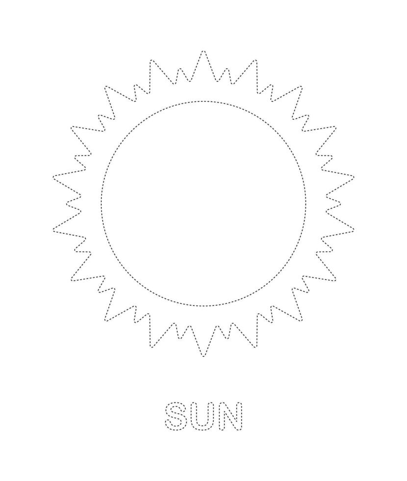 feuille de calcul de traçage du soleil pour les enfants vecteur