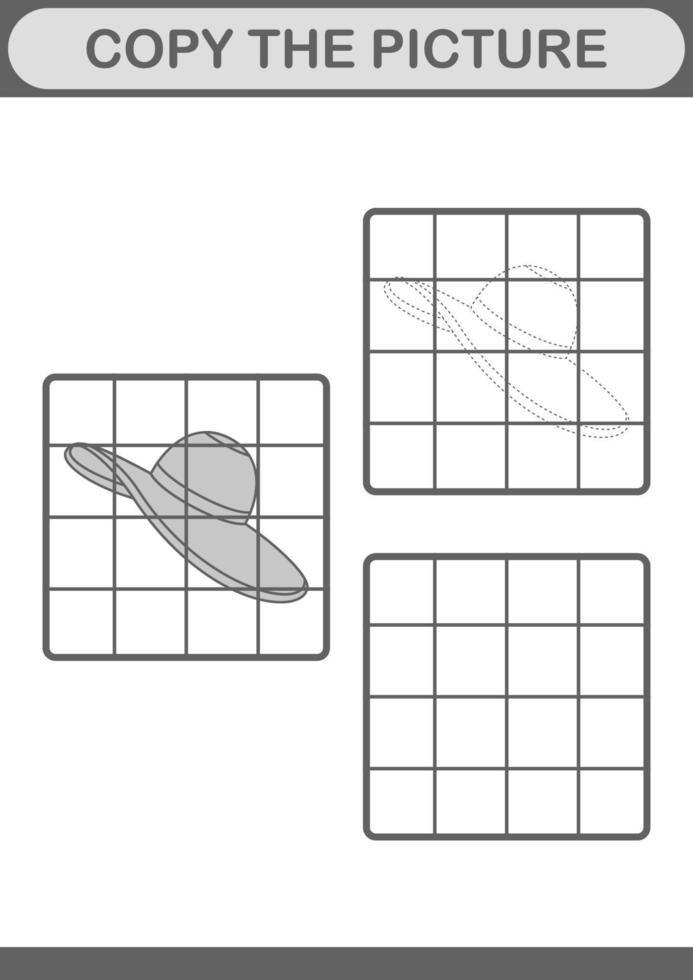 copiez l'image avec un chapeau de femme. feuille de travail pour les enfants vecteur