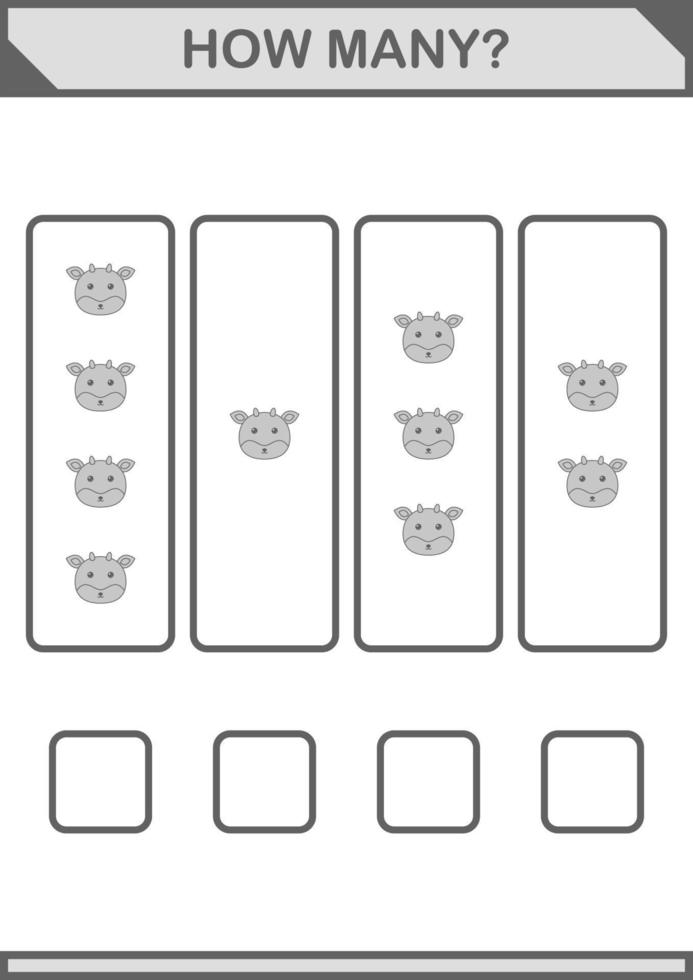 combien de cerfs font face. feuille de travail pour les enfants vecteur