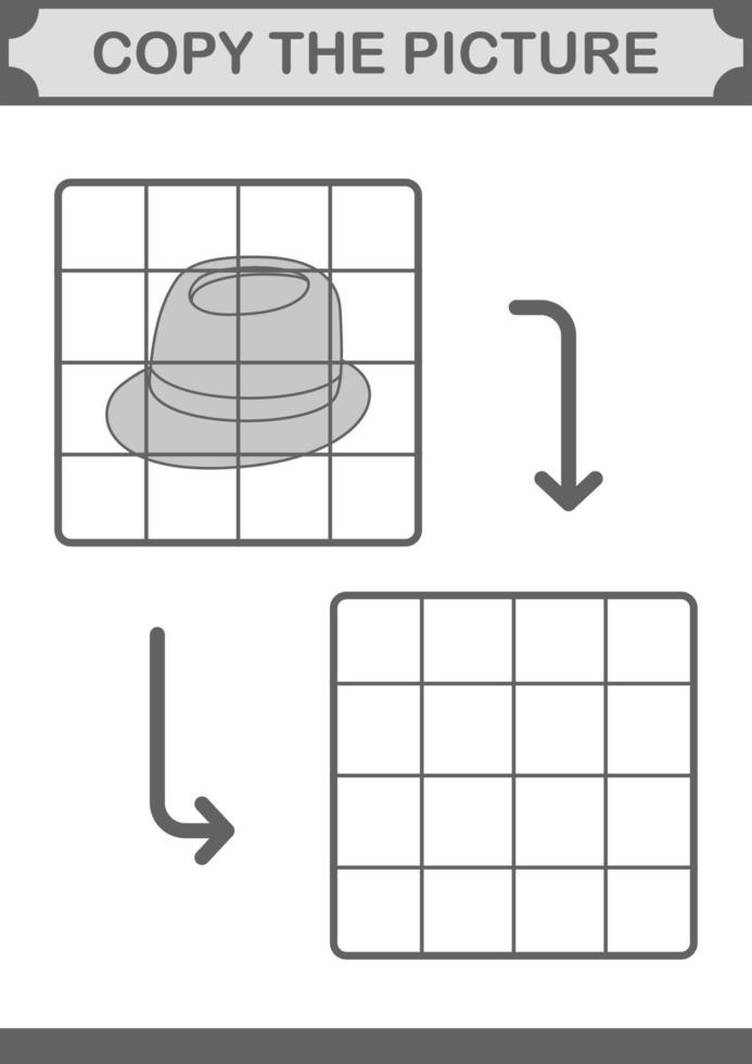 copiez l'image avec un chapeau fedora. feuille de travail pour les enfants vecteur