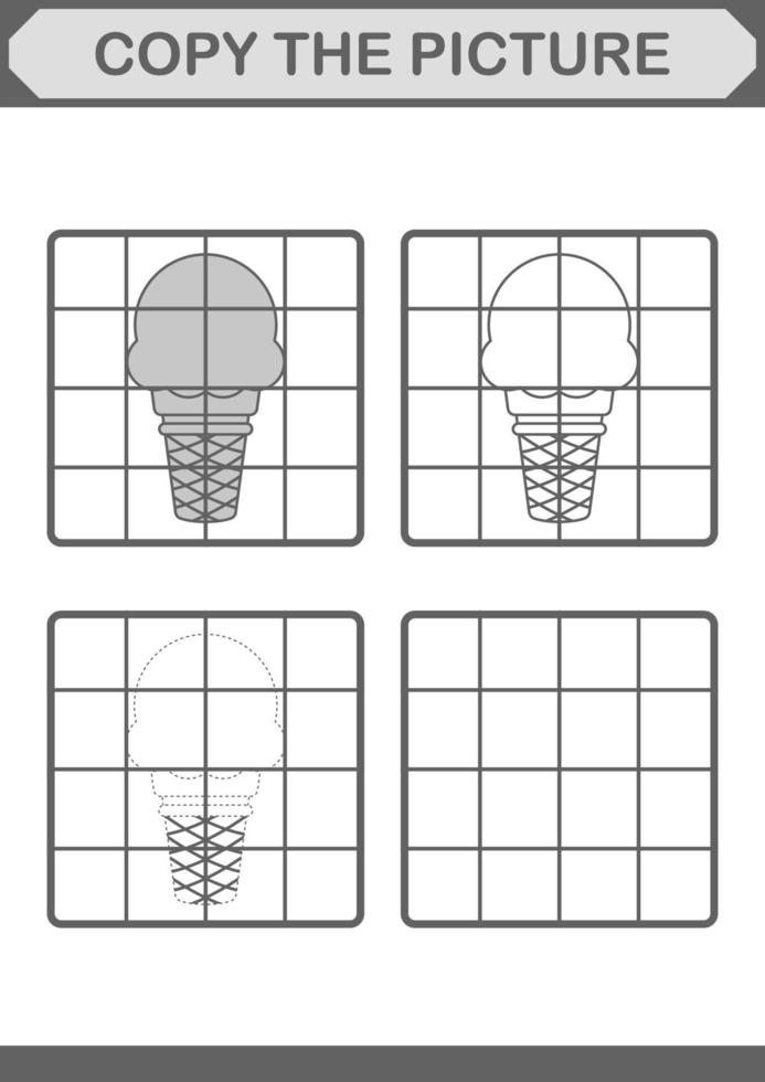 copier l'image avec de la glace. feuille de travail pour les enfants vecteur