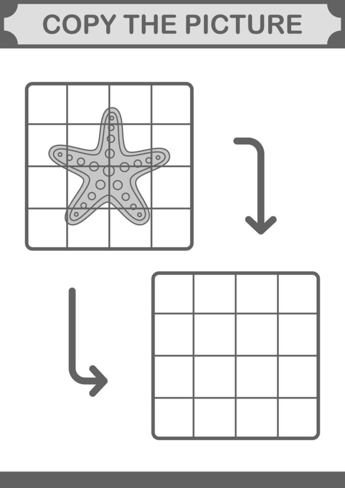 copier l'image avec l'étoile de mer. feuille de travail pour les enfants vecteur
