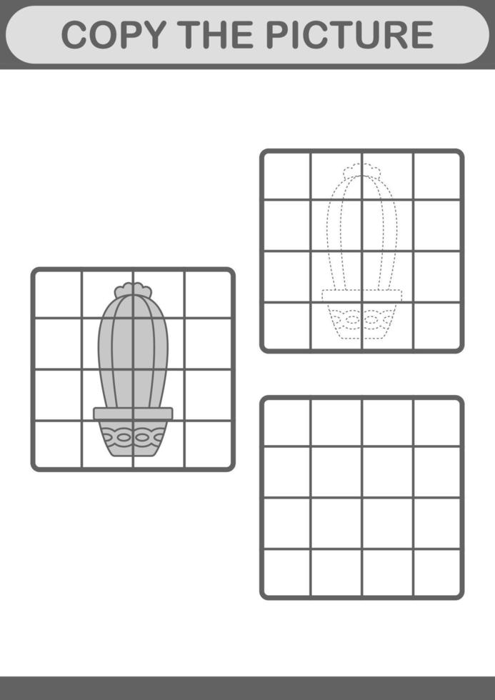 copiez l'image avec le cactus. feuille de travail pour les enfants vecteur