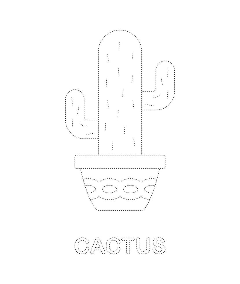 feuille de calcul de traçage de cactus pour les enfants vecteur