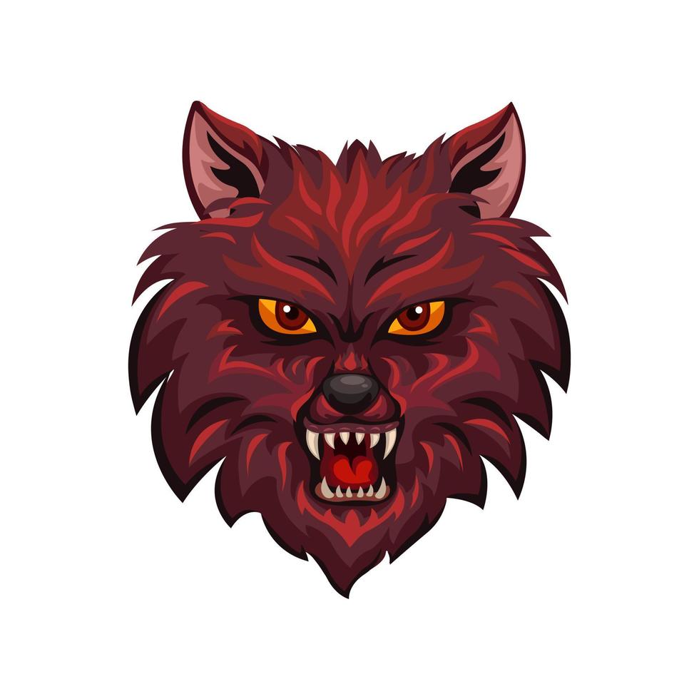 loups rouges, loup-garou logo symbole personnage dessin animé illustration vecteur