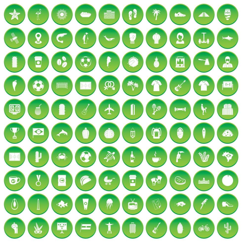 100 icônes d'amérique du sud définissent un cercle vert vecteur