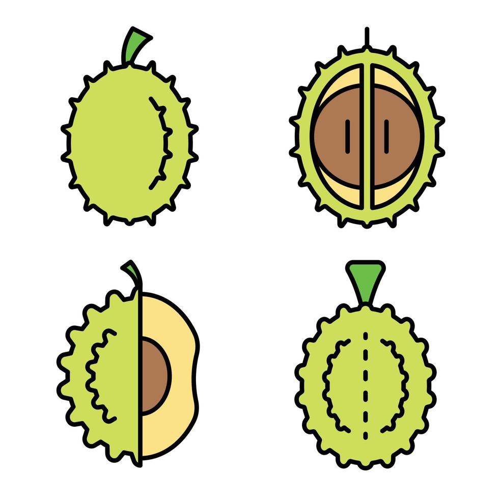 icônes durian set vecteur plat