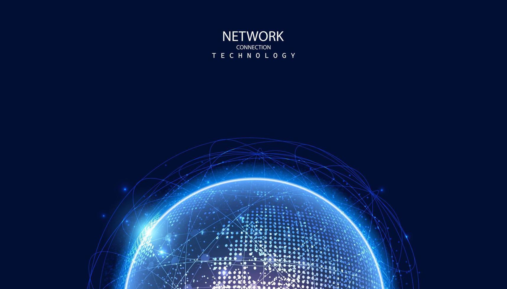 réseau de points global abstrait cercle connexion numérique et communication futuriste sur fond bleu. vecteur