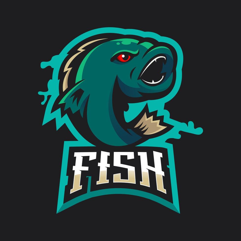illustration de conception de logo de mascotte de pêche vecteur