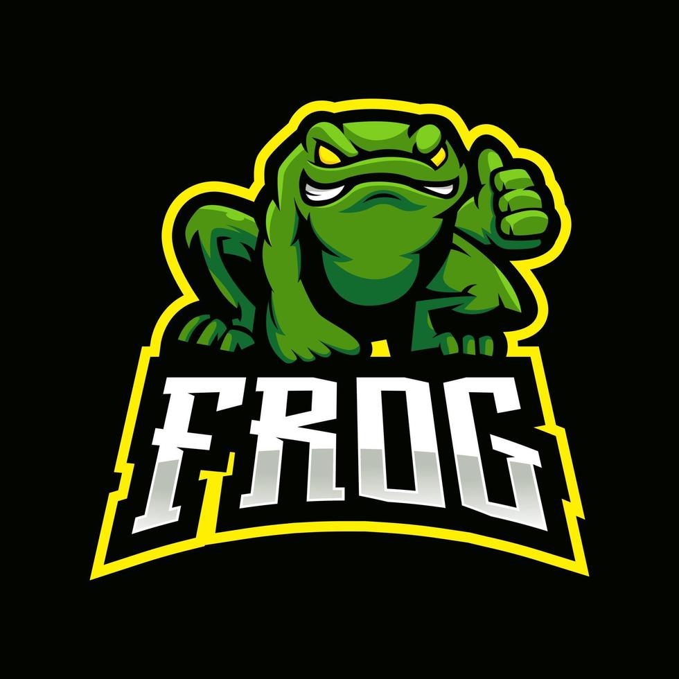 vecteur de conception de logo de mascotte de grenouille avec un style de concept d'illustration moderne pour l'impression de badges, d'emblèmes et de t-shirts. le crapaud donne un coup de pouce à l'équipe e-sport