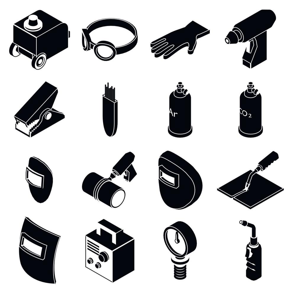 ensemble d'icônes d'outils de soudage, style simple vecteur