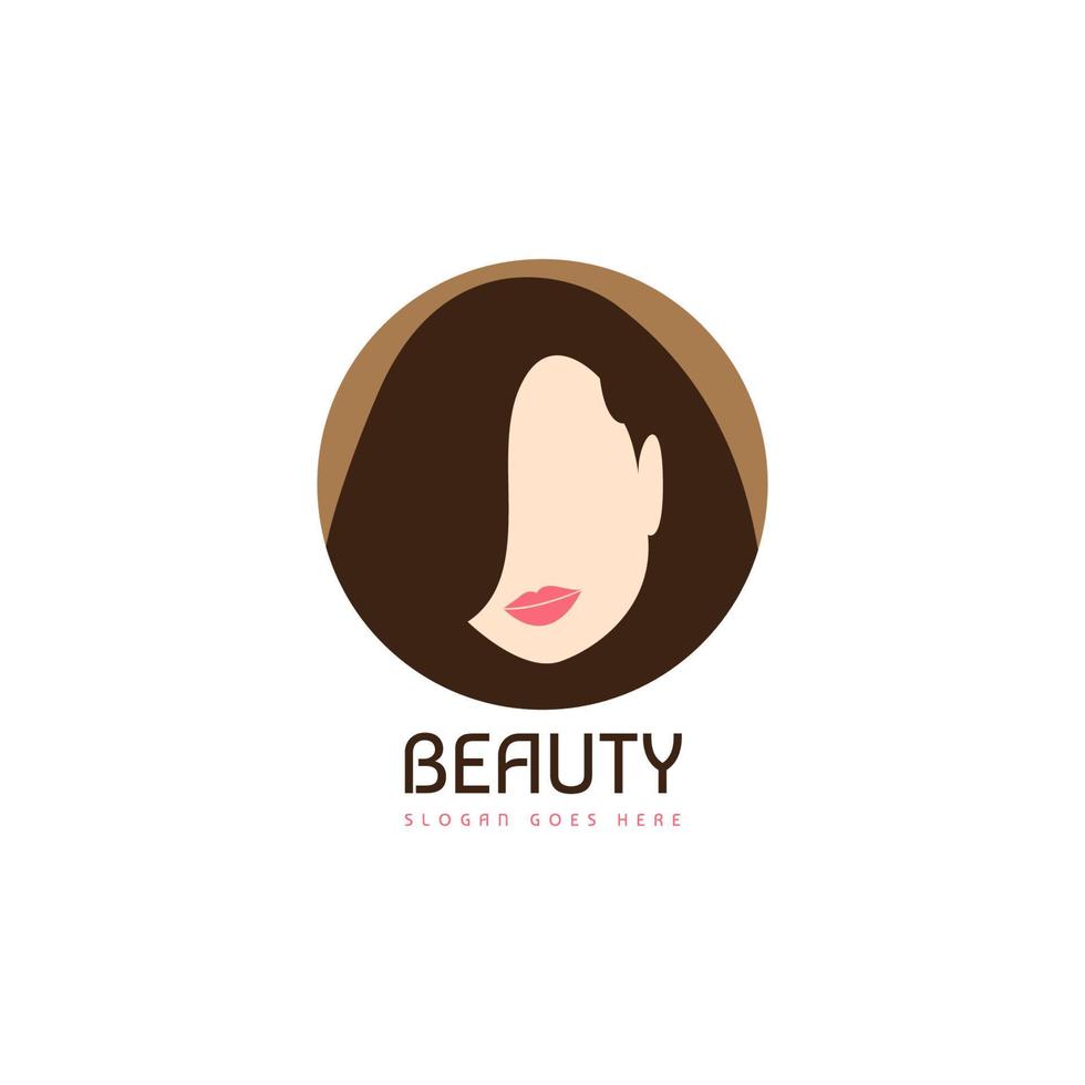 modèle de conception de logo de beauté avec le visage des femmes. illustration vectorielle vecteur