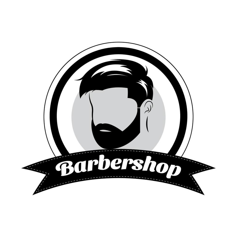 création de logo de salon de coiffure en noir, gris et blanc. illustration vectorielle vecteur