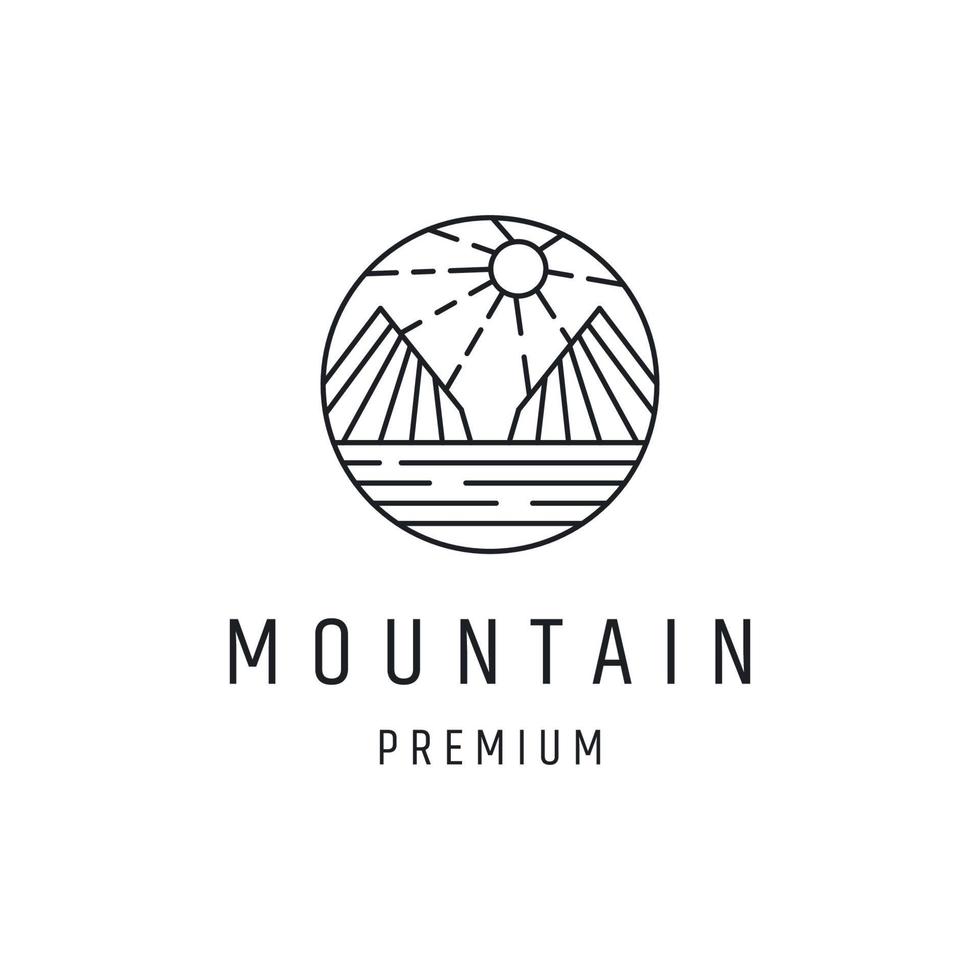 création de logo de montagne avec dessin au trait sur fond blanc vecteur