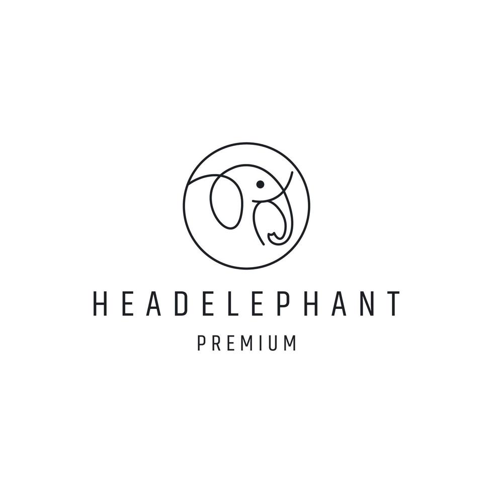 création de logo tête d'éléphant avec dessin au trait sur fond blanc vecteur