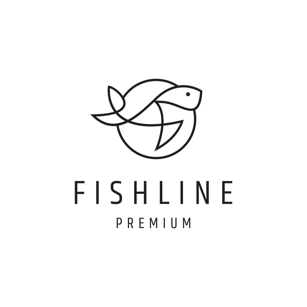 création de logo de ligne de poisson avec dessin au trait sur fond blanc vecteur
