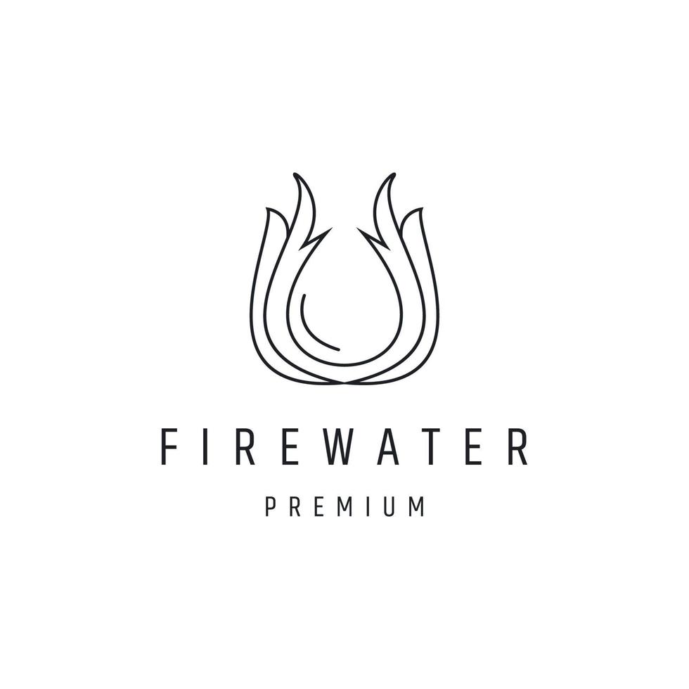 feu et eau ou lettre u en simple icône de style linéaire de logo élégant sur fond blanc vecteur