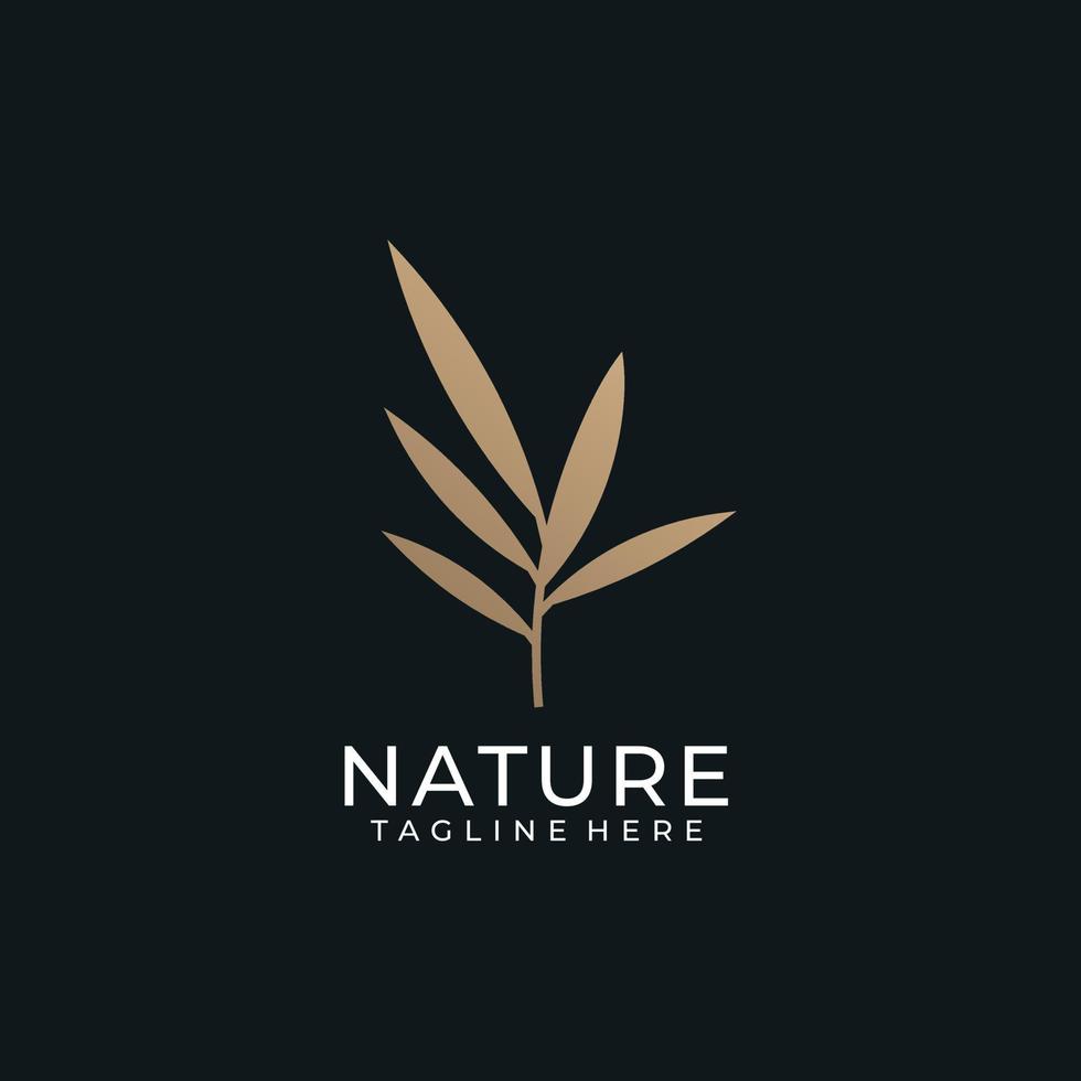 logo de beauté feuille de fleur nature or minimaliste pour la mode, spa, cosmétique vecteur