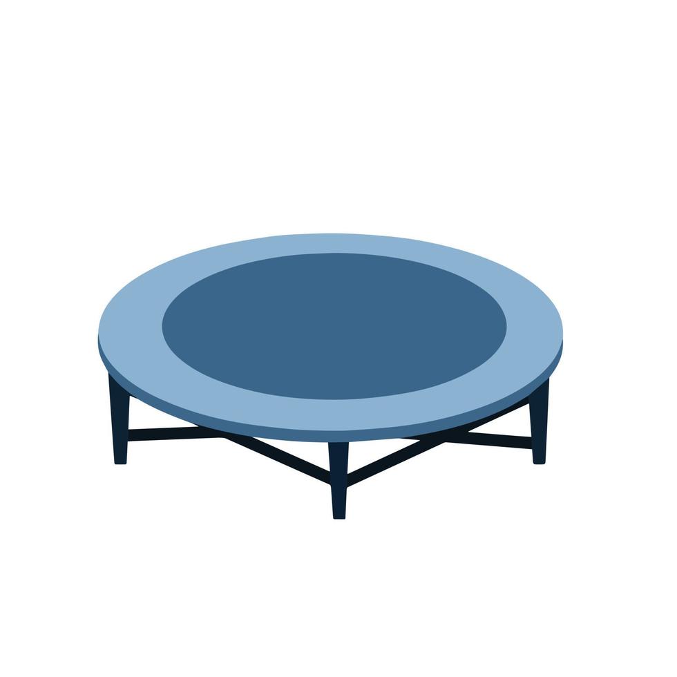 trampoline. équipements sportifs pour sauter. jouet bleu pour les loisirs et le divertissement des enfants. illustration de dessin animé plat isolé sur fond blanc vecteur