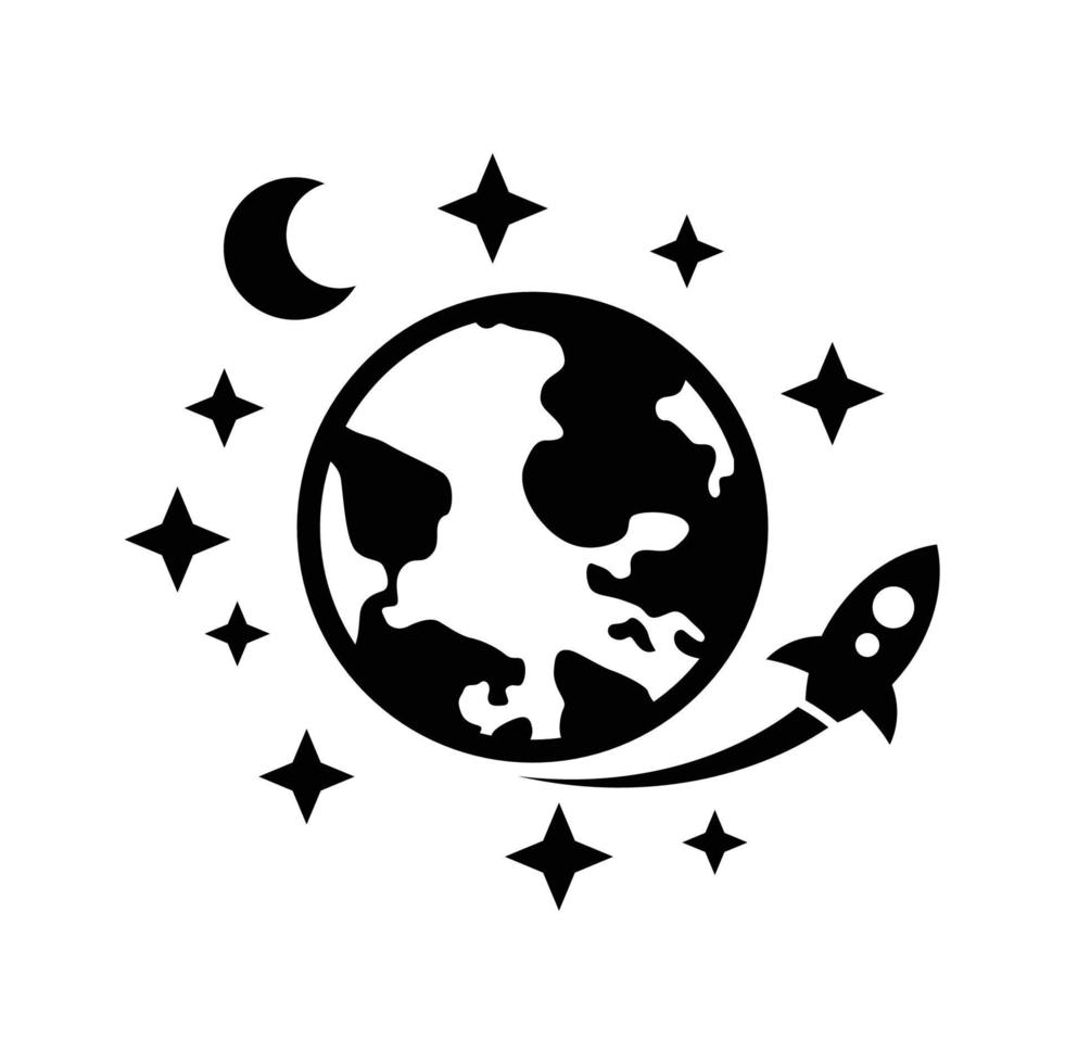 icône du logo de la fusée. logo de l'espace extra-atmosphérique, modèle de conception de logo de planète vecteur