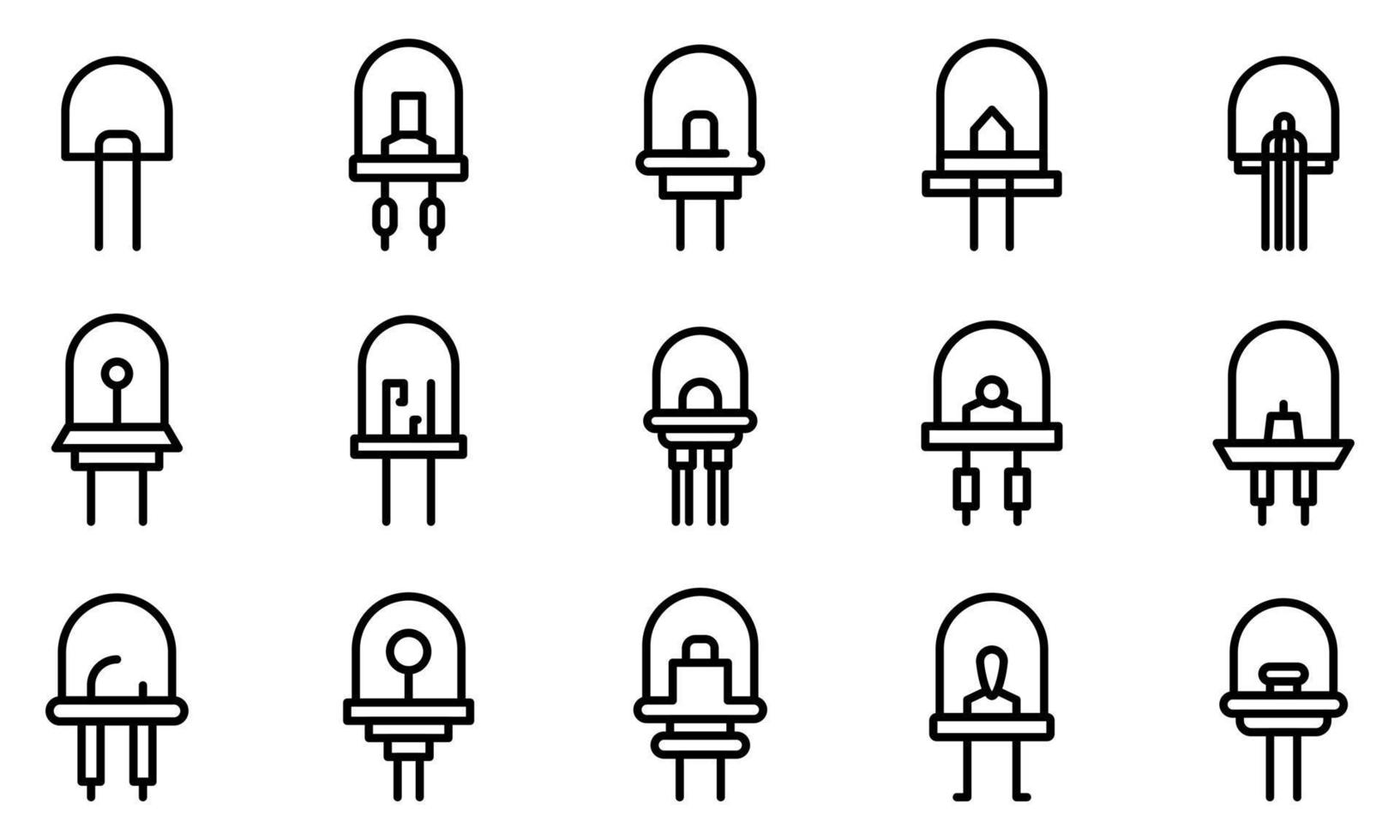 jeu d'icônes de diodes, style de contour vecteur