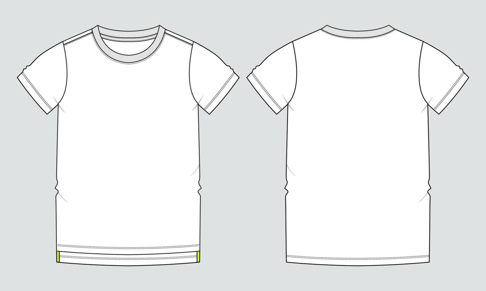 modèle d'illustration vectorielle de t-shirt à manches courtes vues avant et arrière vecteur