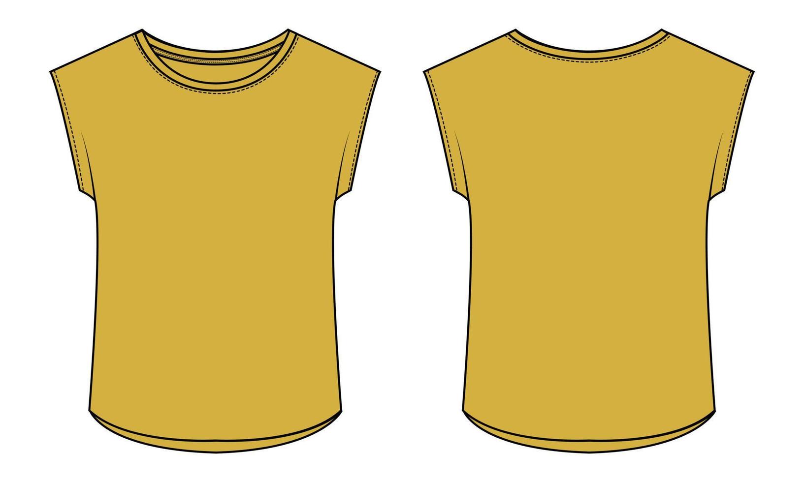 t shirt tops illustration vectorielle modèle de couleur jaune pour dames vecteur