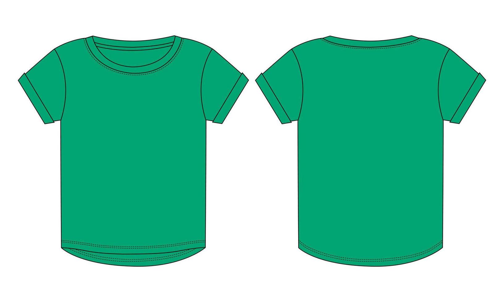 t shirt à manches courtes en tête illustration vectorielle modèle de couleur verte pour dames vecteur