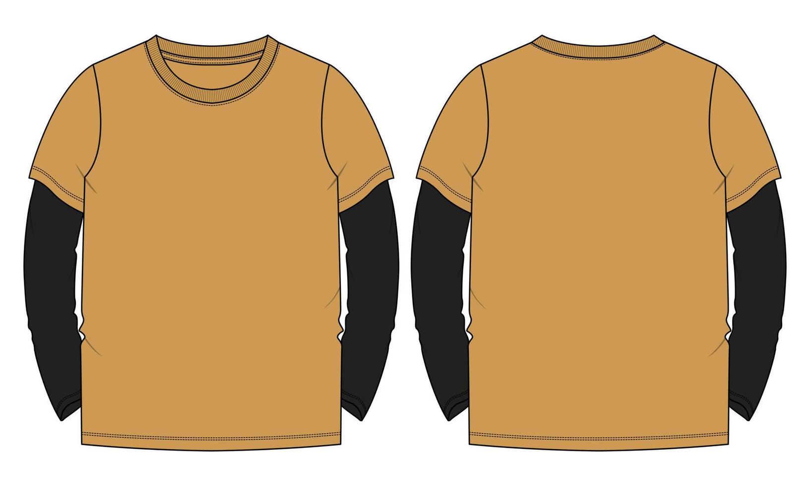 modèle d'illustration vectorielle de t-shirt à manches longues de couleur bicolore vecteur