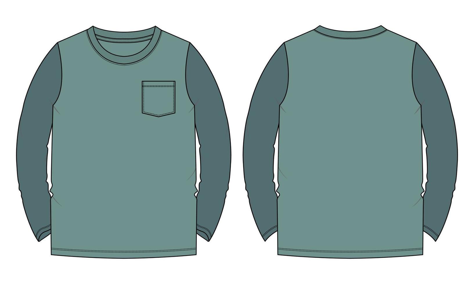 modèle d'illustration vectorielle de t-shirt à manches longues de couleur bicolore vecteur