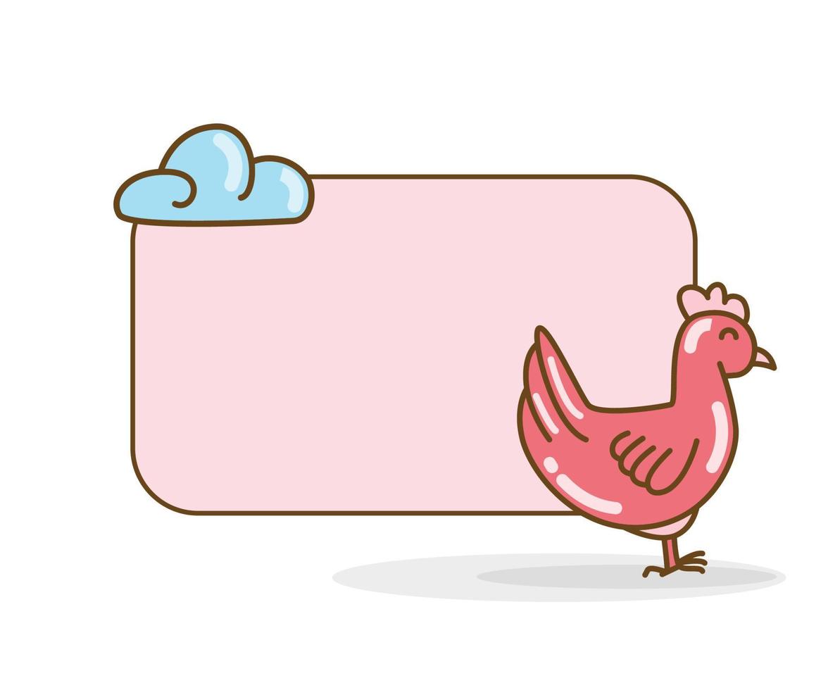 poulet et nuage avec illustration vectorielle de note vierge vecteur