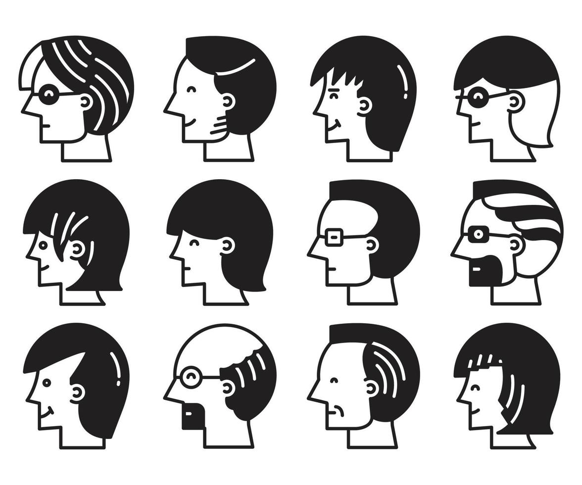 visage humain, avatars, vue côté, illustration vecteur