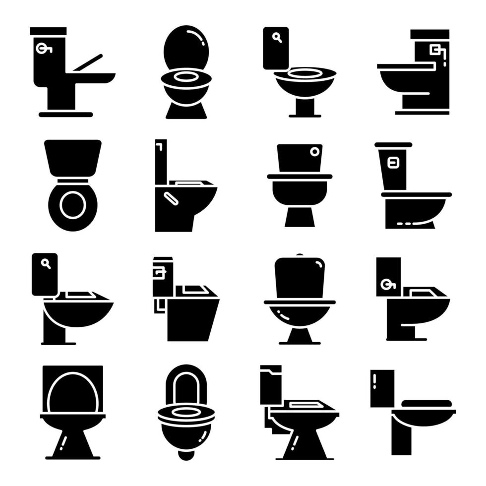 icônes de cuvette de wc et de toilette vecteur