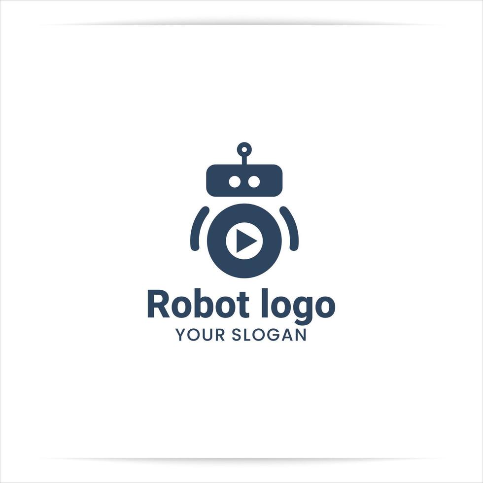 robot de création de logo avec bouton de lecture vecteur