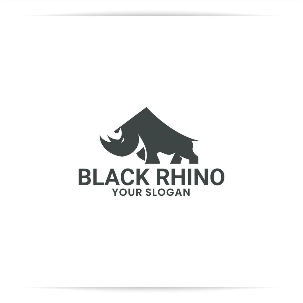 vecteur de conception de logo de rhinocéros en colère, plat, simple